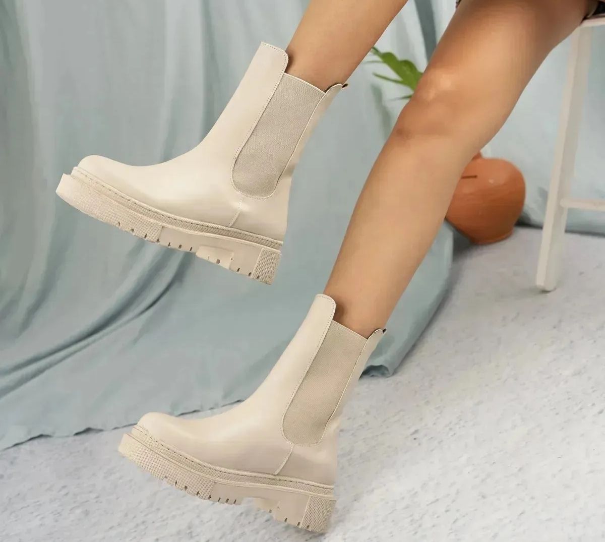 ZENVEA Krem Termo Lastikli Kadın Bot